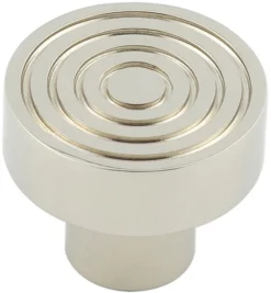 Reeded Detail Circular Cupboard Knob - Available In Two Sizes - Polished Nickel