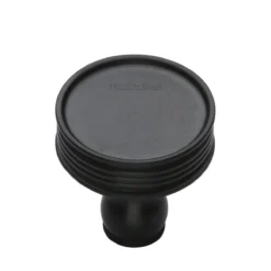 Reeded Disc Shaped Cupboard Knob - Matt Black