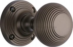 Reeded Round Mortice Knobs - Matt Bronze (Lacquered)