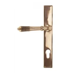 Reeded Slimline Lever Multi Point Door Lever Handles - 92mm Euro Centres - 212mm Bolt Centres - 244mm X 36mm Back Plate - Polished Solid Bronze