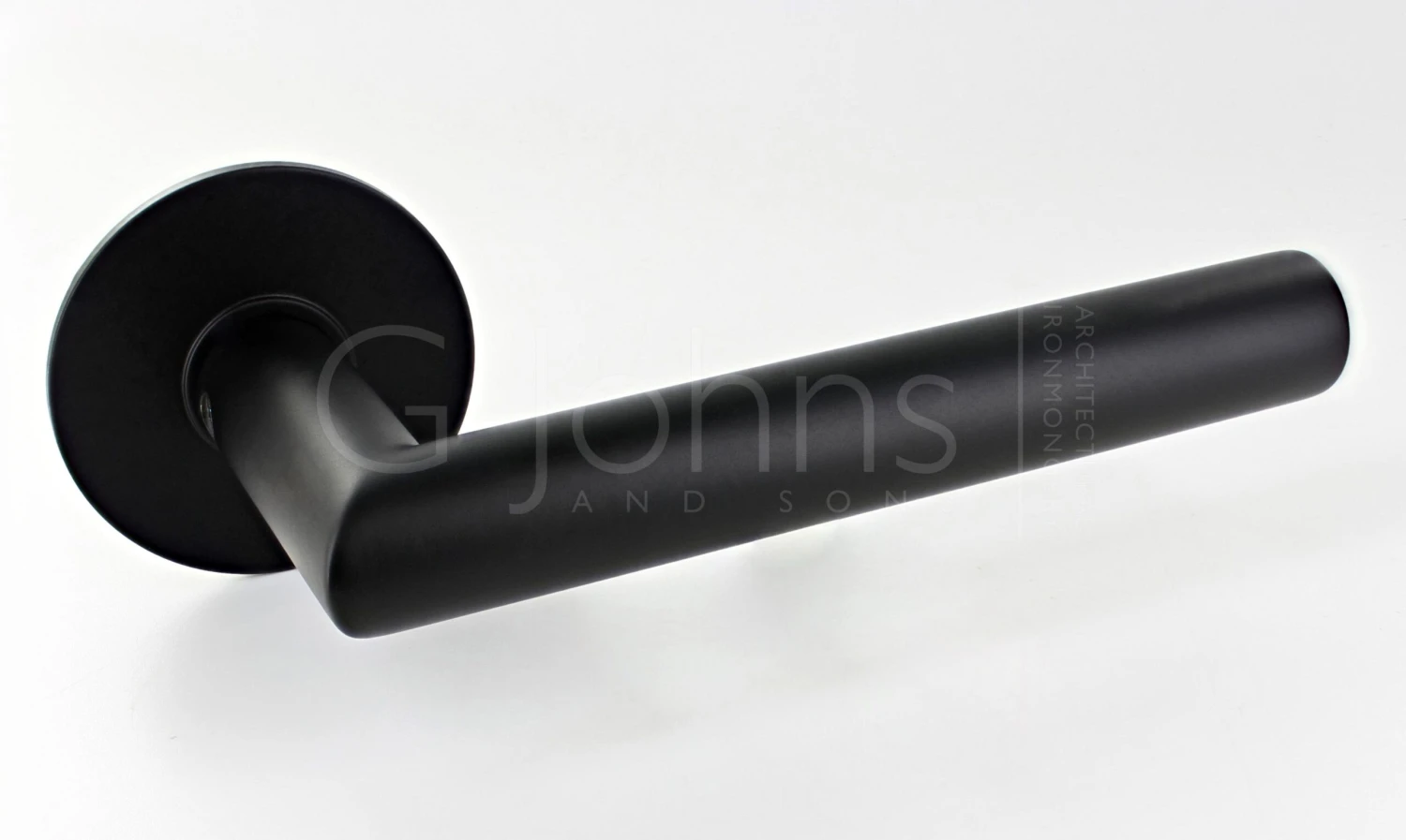Rhodes Round Rose Lever Handle On Ultra Thin Round Rose - Matt Black
