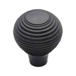 Ringed Pattern Cupboard Knob - Available In Two Sizes - Matt Black