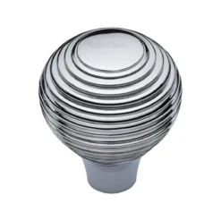 Ringed Pattern Cupboard Knob - Available In Two Sizes - Polished Chrome