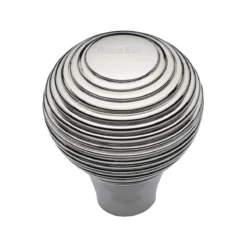 Ringed Pattern Cupboard Knob - Available In Two Sizes - Polished Nickel