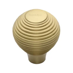 Ringed Pattern Cupboard Knob - Available In Two Sizes - Satin Brass (Lacquered)