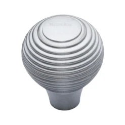 Ringed Pattern Cupboard Knob - Available In Two Sizes - Satin Chrome