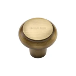 Round Cupboard Knob - Antique Brass (Gloss Lacquered)