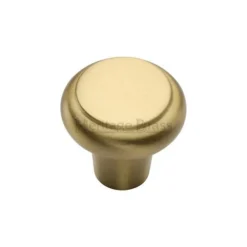 Round Cupboard Knob - Satin Brass (Lacquered)