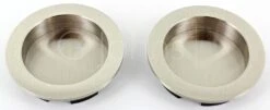 Round Flush Handle Set For Sliding Pocket Doors - Supplied With 2 X Circular Flush Pulls - Satin Nickel