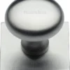 Round Mushroom Shaped Cabinet Knob With Square Backplate - 32mm Diameter - Satin Chrome