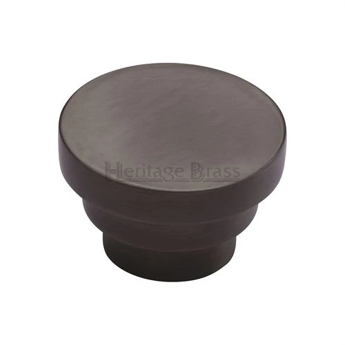 Round Stepped Cupboard Knob - Matt Bronze (Lacquered)