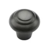 Round Stepped Cupboard Knob - Available In Two Sizes - Matt Black