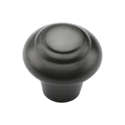 Round Stepped Cupboard Knob - Available In Two Sizes - Matt Black