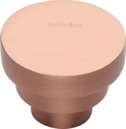 Round Stepped Cupboard Knob - Satin Copper (lacquered)