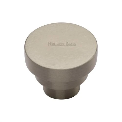 Round Stepped Cupboard Knob - Satin Nickel