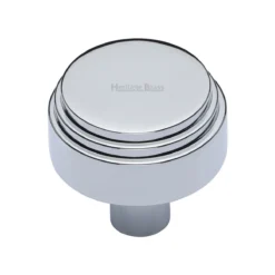 Round Stepped Pattern Cupboard Knob - Available In Two Sizes - Polished Chrome