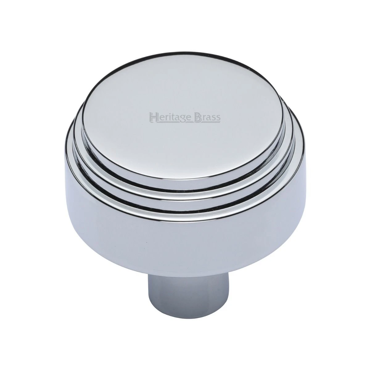Round Stepped Pattern Cupboard Knob - Available In Two Sizes - Polished Chrome