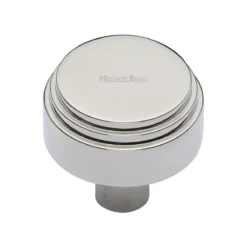 Round Stepped Pattern Cupboard Knob - Available In Two Sizes - Polished Nickel