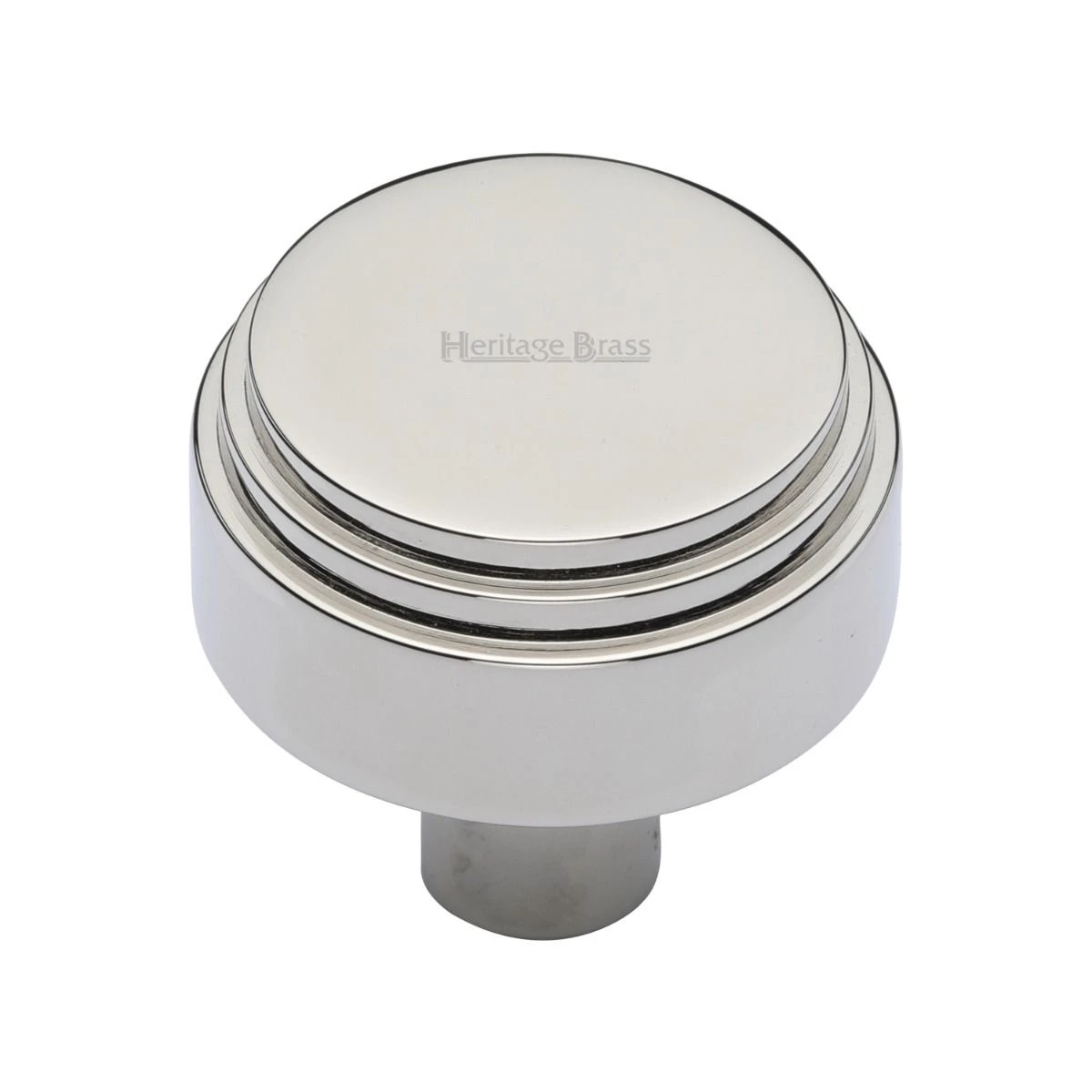 Round Stepped Pattern Cupboard Knob - Available In Two Sizes - Polished Nickel