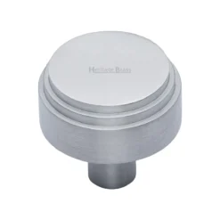 Round Stepped Pattern Cupboard Knob - Available In Two Sizes - Satin Chrome