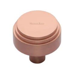 Round Stepped Pattern Cupboard Knob - Available In Two Sizes - Satin Copper (lacquered)