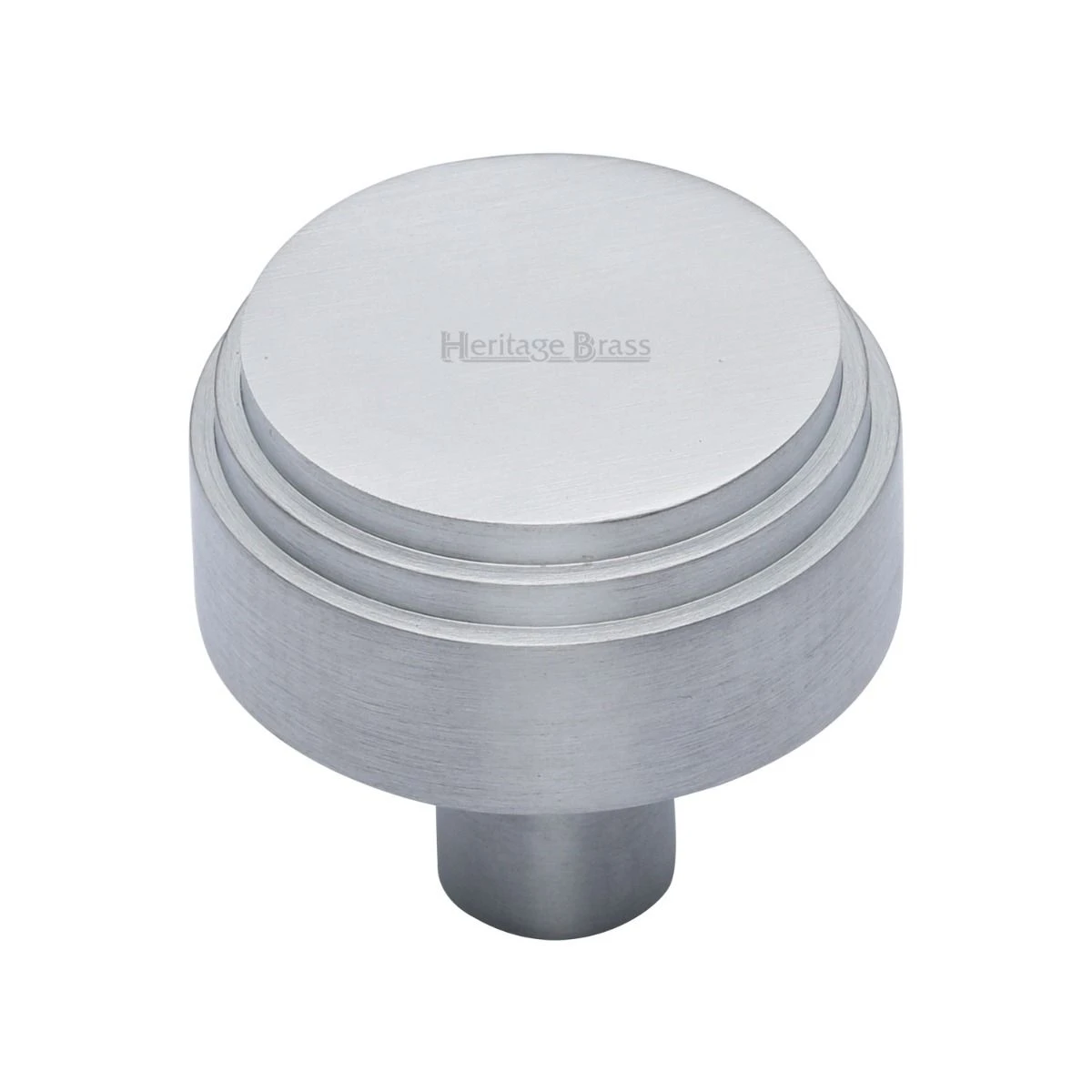 Round Stepped Pattern Cupboard Knob - Available In Two Sizes - Satin Nickel