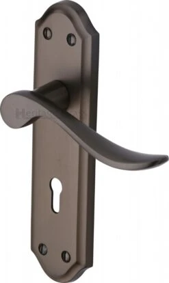 Sandown Lever Door Handles On A Backplate - Matt Bronze (Lacquered)