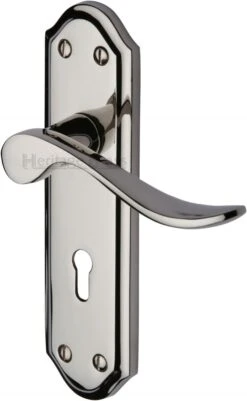 Sandown Lever Door Handles On A Backplate - Polished Nickel