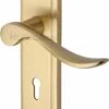 Sandown Lever Door Handles On A Backplate - Satin Brass (Lacquered)