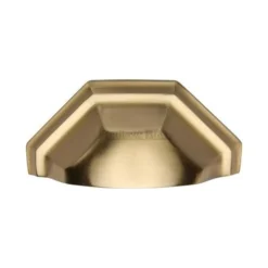 Shaped Pattern Drawer Pull Cup Handle - 104mm Width - Satin Brass (Lacquered)