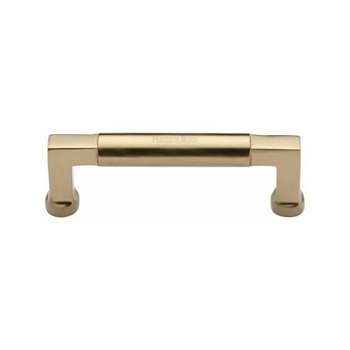 Rectangular Section Cabinet Pull Handle With Round Grip - Available In Six Sizes - Satin Brass (Lacquered)