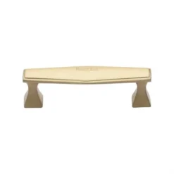 Art Deco Style Stepped Pattern Cabinet Pull Handle - Available In Four Lengths - Satin Brass (Lacquered)