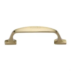 Classic Design D Shape Cabinet Pull Handle With Rectangular Roses - Satin Brass (Lacquered)