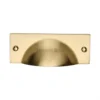 Rectangular Shape Cup Handle - 112mm Width - Face Fix - Satin Brass (Lacquered)