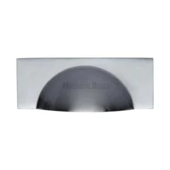 Half Moon Shape Cup Handle With Rectangular Back Plate - 112mm Width - Rear Fixing - Satin Chrome