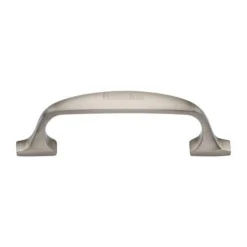 Classic Design D Shape Cabinet Pull Handle With Rectangular Roses - Satin Nickel
