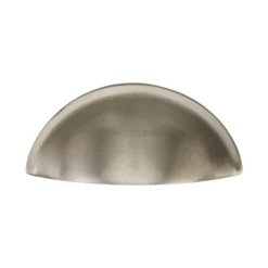 Contemporary Style Half Moon Shape Cup Handle - 85mm Width - Rear Fixing - Satin Nickel