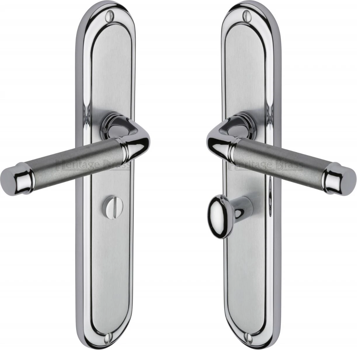 Saturn Lever Door Handles On A Long Backplate - Satin Chrome With Polished Chrome Edge - Image 3