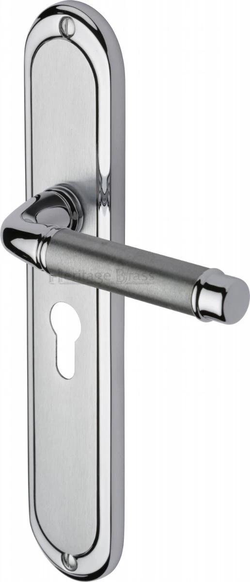 Saturn Lever Door Handles On A Long Backplate - Satin Chrome With Polished Chrome Edge - Image 4
