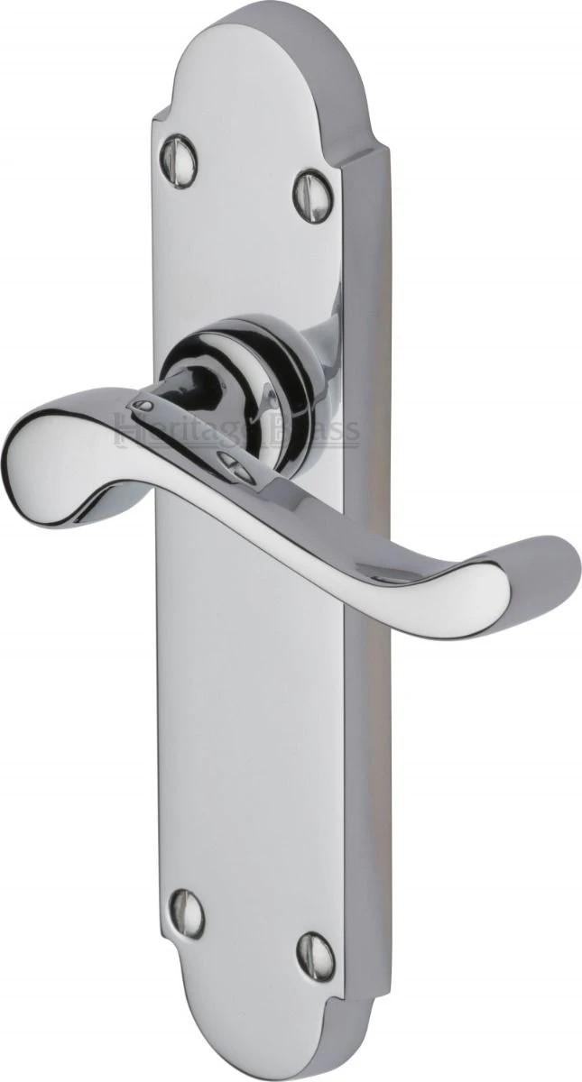 Savoy Lever Door Handles On A Backplate - Polished Chrome - Image 3