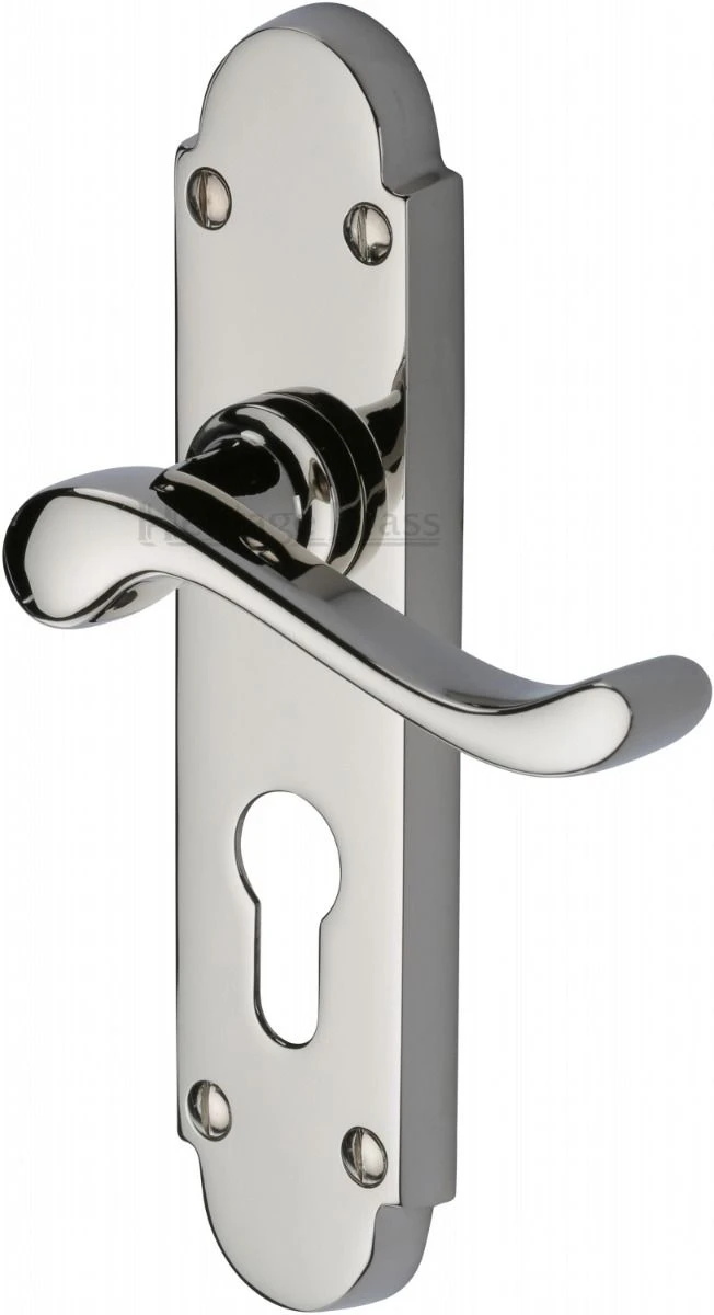Savoy Lever Door Handles On A Backplate - Polished Nickel - Image 2