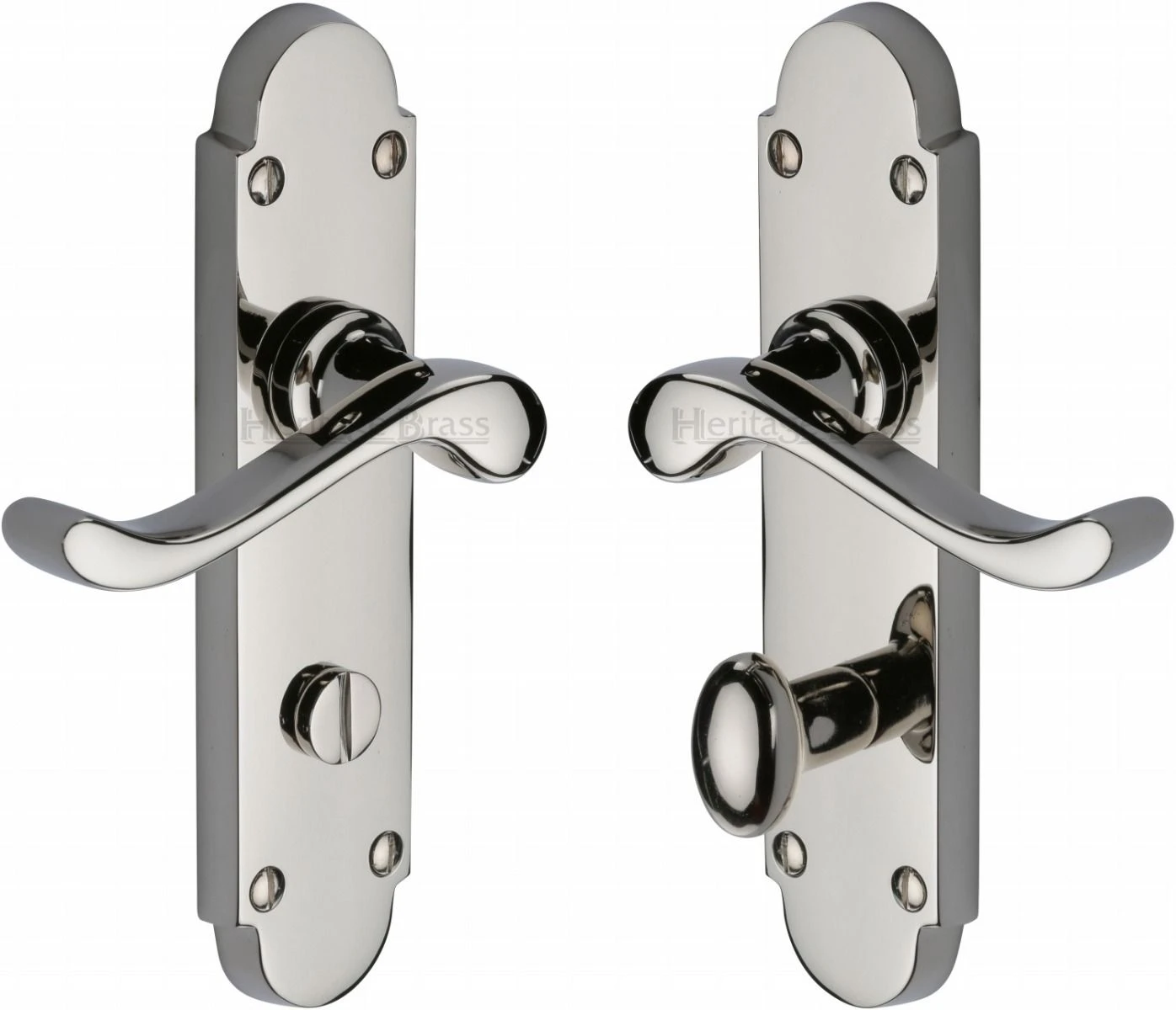 Savoy Lever Door Handles On A Backplate - Polished Nickel - Image 4