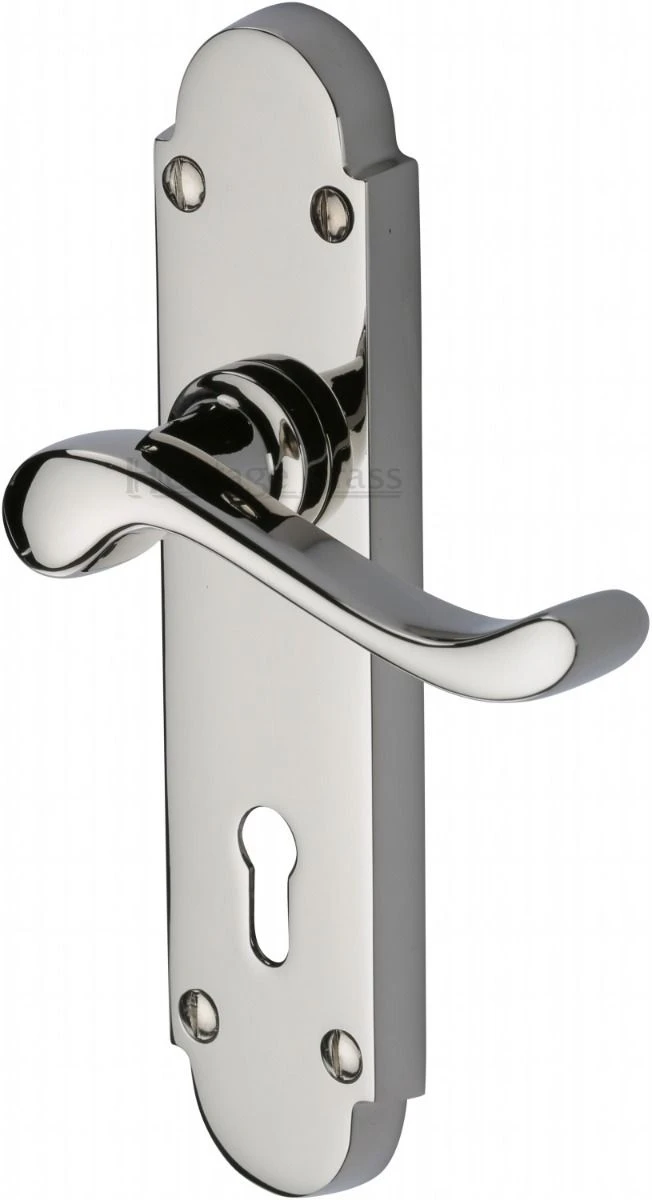 Savoy Lever Door Handles On A Backplate - Polished Nickel