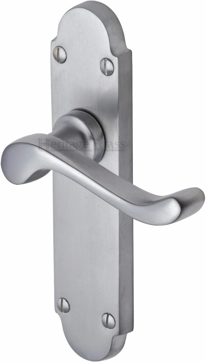 Savoy Lever Door Handles On A Backplate - Satin Chrome - Image 3