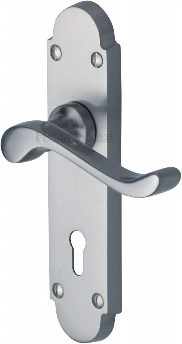 Savoy Lever Door Handles On A Backplate - Satin Chrome