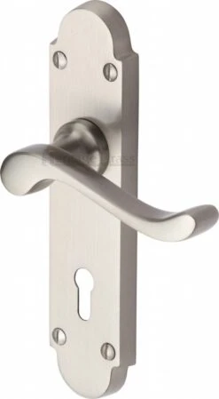 Savoy Lever Door Handles On A Backplate - Satin Nickel