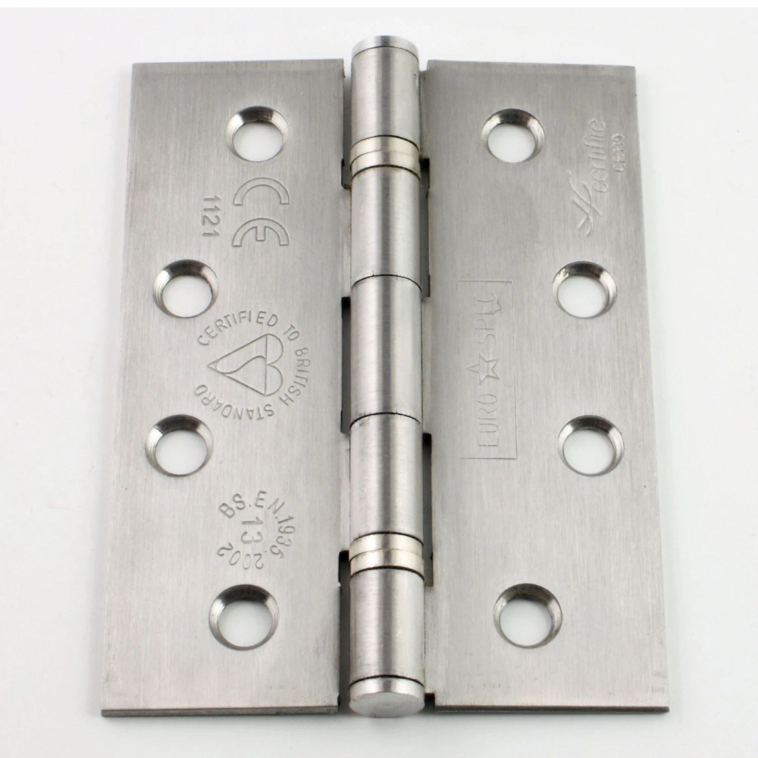 Slim Knuckle Grade 13 Fire Rated Hinges - CE / UKCA Marked - Certifire Approved - Satin Stainless Steel - 102mm X 76mm
