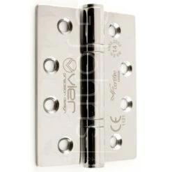 Nylon Bearing Grade 14 Hinges - Self Lubricating - CE / UKCA Marked - Fired Rated - Certifire Approved - 160kg Weight Limit - 102mm X 76mm - Polished Stainless Steel