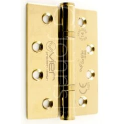 Nylon Bearing Grade 14 Hinges - Self Lubricating - CE / UKCA Marked - Fired Rated - Certifire Approved - 160kg Weight Limit - 102mm X 76mm - Polished Brass PVD Plated