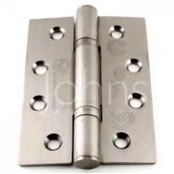 Nylon Bearing Grade 14 Hinges - Self Lubricating - CE / UKCA Marked - Fired Rated - Certifire Approved - 160kg Weight Limit - 102mm X 76mm - Satin Stainless Steel